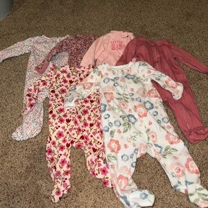 Floral and Pink Kids Footies Set